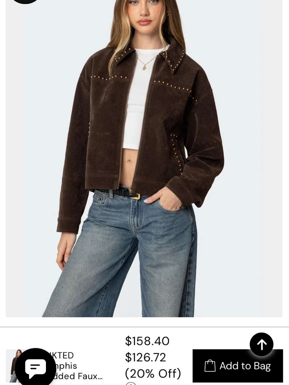 Edikted Dark Brown Suede Studded Jacket